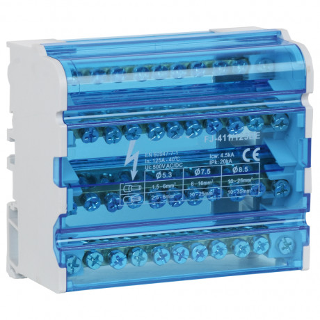 Répartiteur à barrettes étagées tétrapolaire 125A