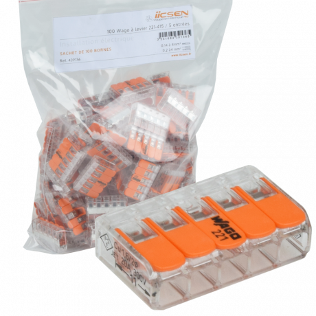 100 Wago à levier 221-415 / 5 entrées