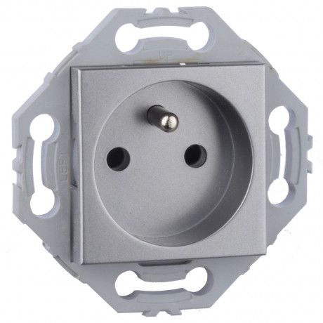 Prise 2P+T gris alu