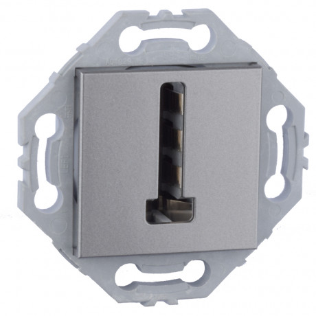 Prise Téléphone 8 plots gris alu