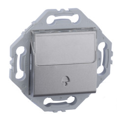 Poussoir pour sonnette gris alu avec porte étiquette