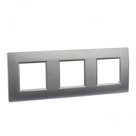 Plaque triple poste gris alu