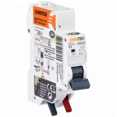 Disjoncteur automatique 1P+N 4,5kA 2A