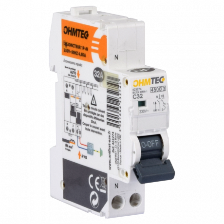 Disjoncteur automatique 1P+N 4,5kA 32A