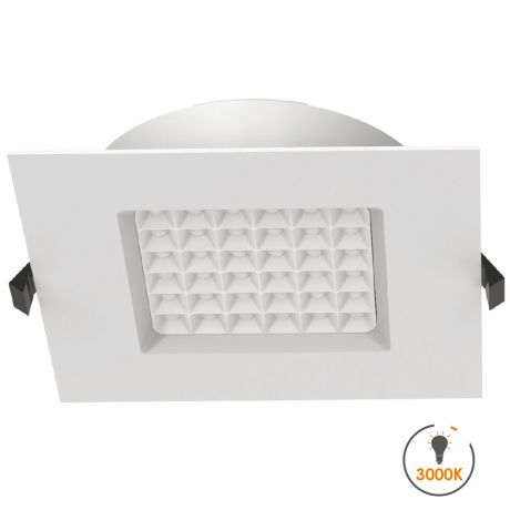 Spot à encastrer downlight carré à LED 25W - transformateur intégré - 3000K - 3000lm - 228x228mm