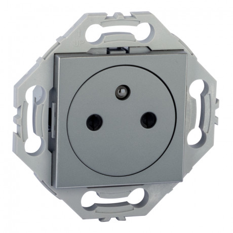 Prise 2P+T 16A Affleurante gris alu