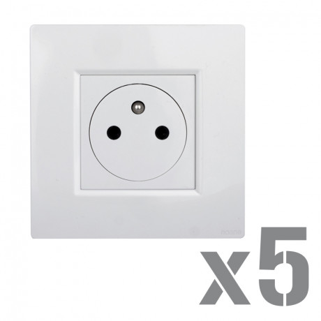 5 prises 2P+T 16A affleurantes + 5 plaques blanc