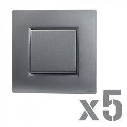 5 interrupteurs ou va-et-vient + 5 plaques gris alu
