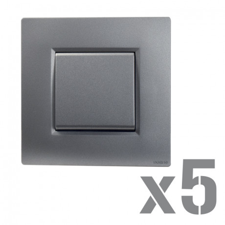 5 interrupteurs ou va-et-vient + 5 plaques gris alu